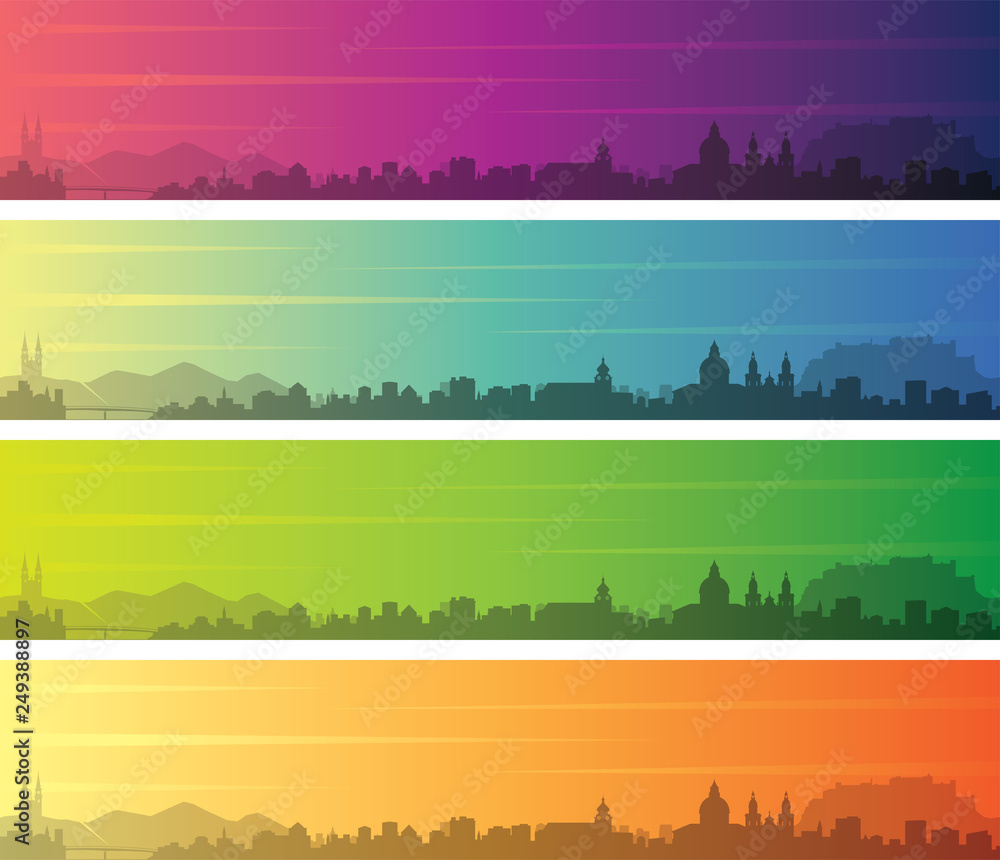 Salzburg Multiple Color Gradient Skyline Banner