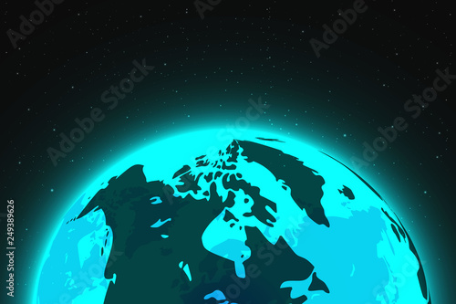 Space view of planet earth with stars, vector