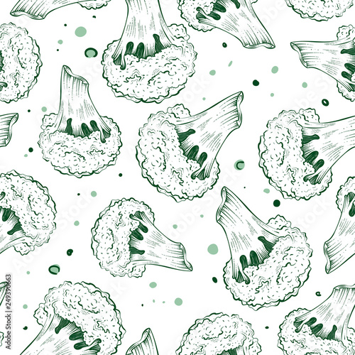 Broccoli seamless pattern, vector