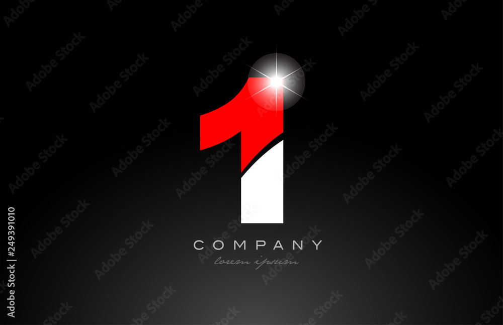 red white color number 1 for logo icon design Stock Vector | Adobe Stock