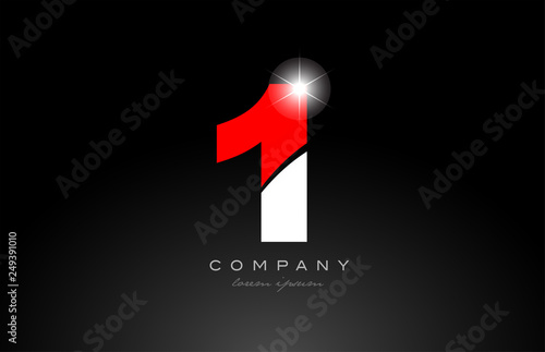 red white color number 1 for logo icon design