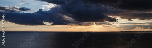 Sunset over the sea with amazing  inspirational skyscape - ocean panorama   header   banner.
