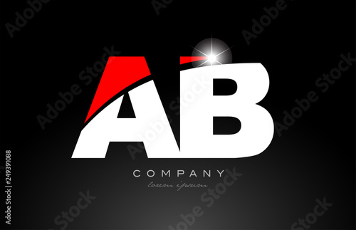 red white color letter combination ab a b alphabet for logo icon design