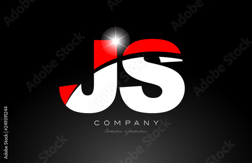 red white color letter combination js j s alphabet for logo icon design