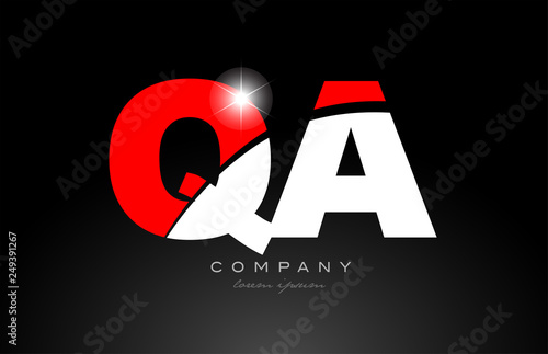 red white color letter combination qa q a alphabet for logo icon design