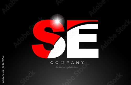 red white color letter combination se s e alphabet for logo icon design