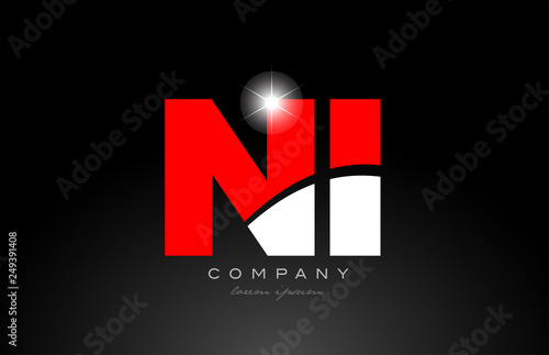 red white color letter combination ni n i alphabet for logo icon design