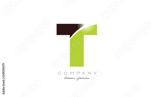 Free Download letter t alphabet in green and brown color for logo icon design - GFXLoad