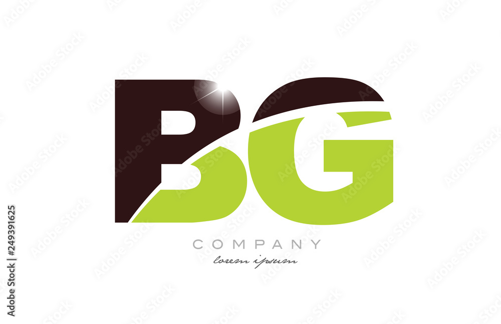 letter bg b g alphabet combination in green and brown color for logo icon design