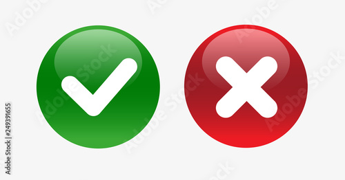Vector Yes and No check marks on circles. Eps 10