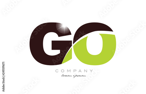 letter go g o alphabet combination in green and brown color for logo icon design