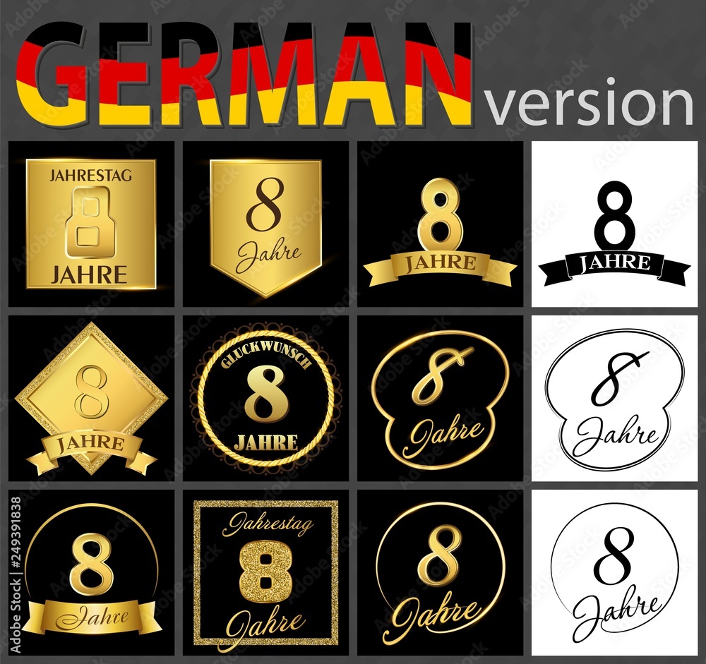 Naklejka premium German set of number 8 templates