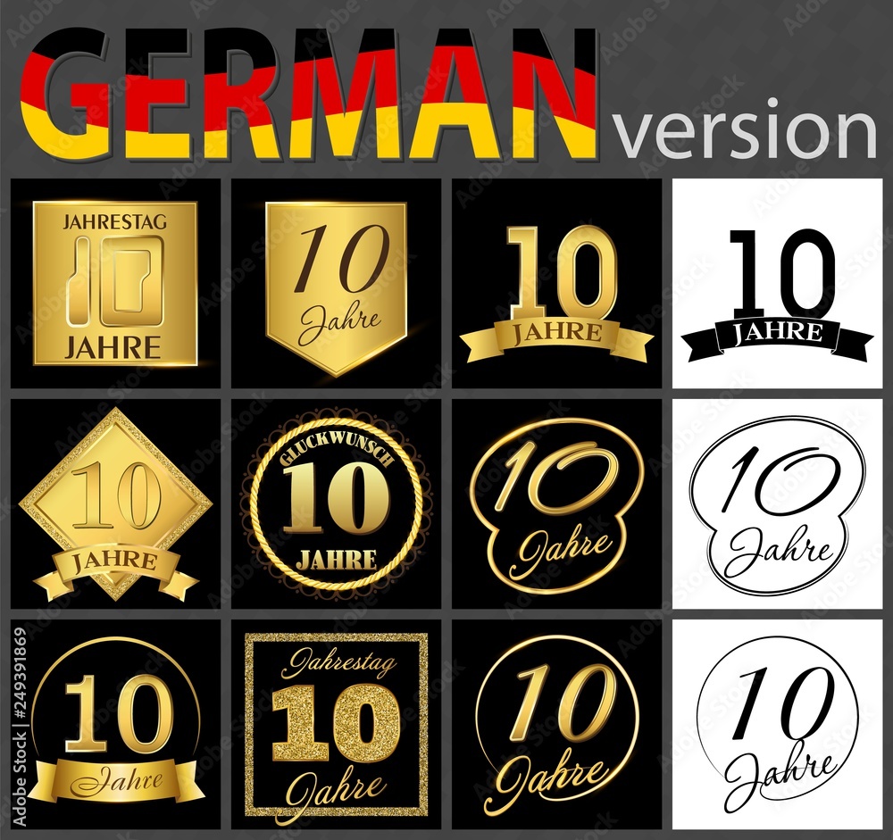 German set of number 10 templates