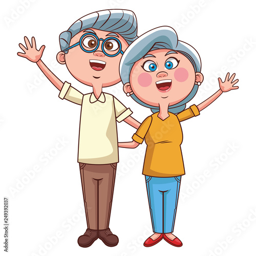 elder couple waving