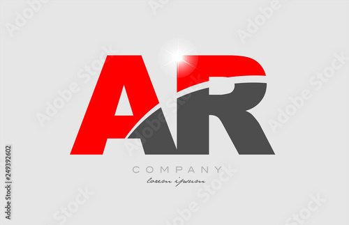 combination letter ar a r in grey red color alphabet for logo icon design
