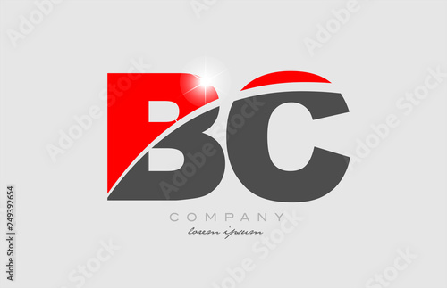 combination letter bc b c in grey red color alphabet for logo icon design