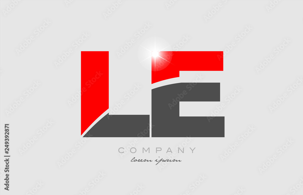 combination letter le l e in grey red color alphabet for logo icon design combination letter le l e in grey red color alphabet for logo icon design