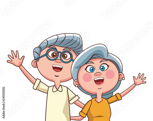 elder couple waving