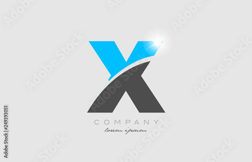 letter x in grey blue color alphabet for logo icon design