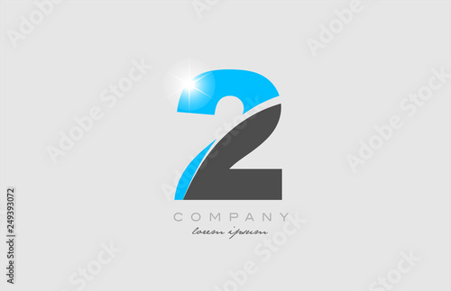 number 2 in grey blue color for logo icon design