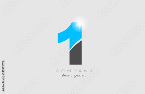 number 1 in grey blue color for logo icon design