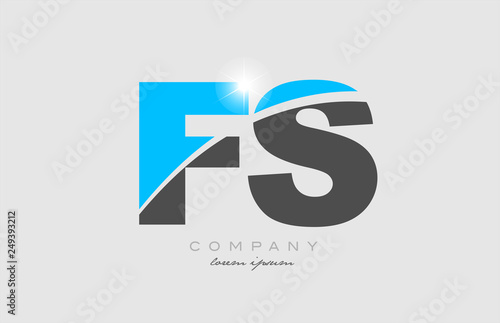 combination letter fs f s in grey blue color alphabet for logo icon design
