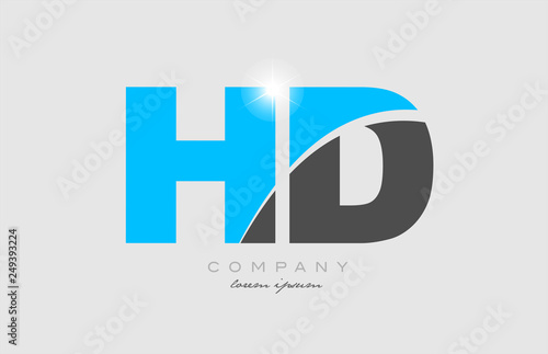 combination letter hd h d in grey blue color alphabet for logo icon design photo