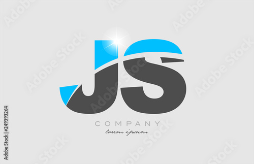 combination letter js j s in grey blue color alphabet for logo icon design