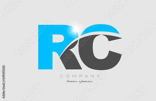 combination letter rc r c in grey blue color alphabet for logo icon design