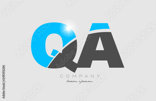 combination letter qa q a in grey blue color alphabet for logo icon design