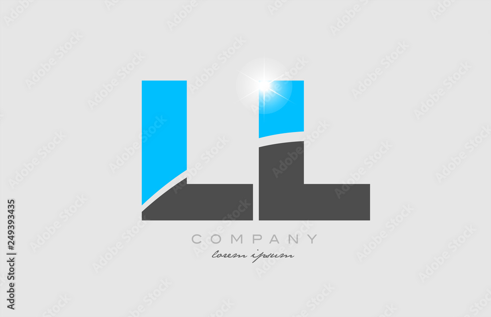 combination letter ll l l in grey blue color alphabet for logo icon design combination letter ll l l in grey blue color alphabet for logo icon design