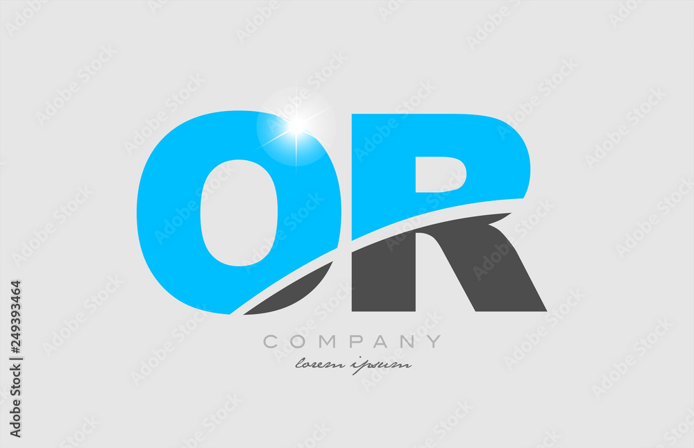 Fototapeta premium combination letter or o r in grey blue color alphabet for logo icon design