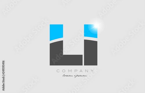 combination letter li l i in grey blue color alphabet for logo icon design