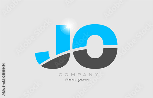 combination letter jo j o in grey blue color alphabet for logo icon design