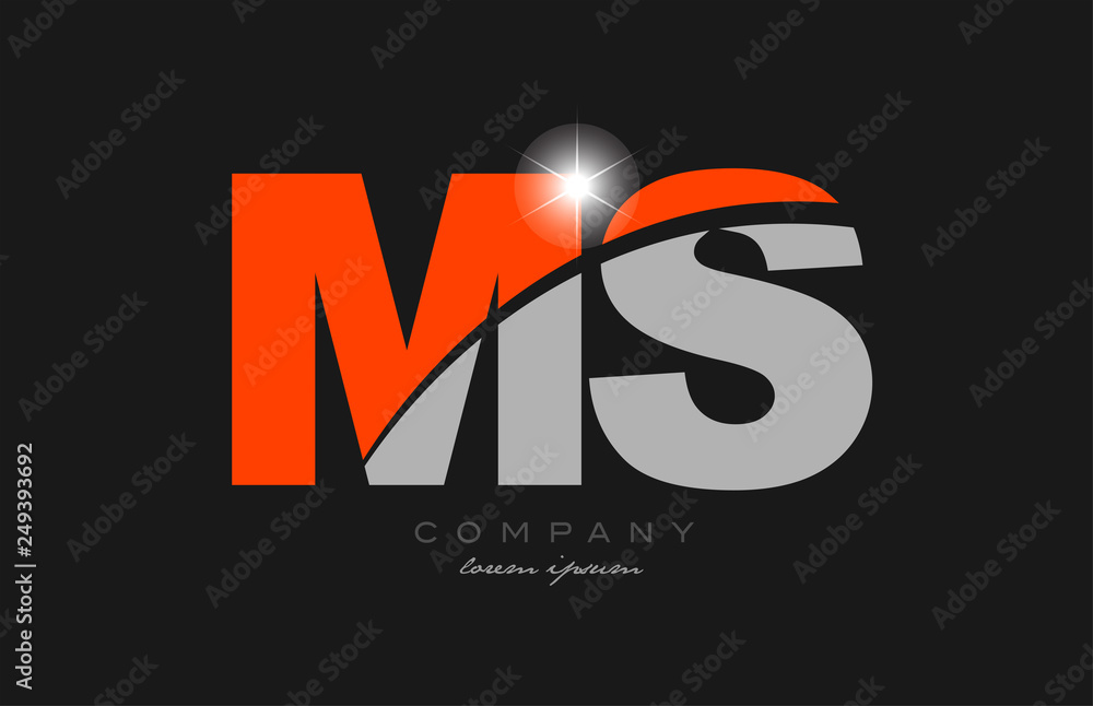 combination letter ms m s in grey orange color alphabet for logo icon design - obrazy, fototapety, plakaty 