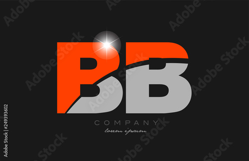 combination letter bb b b in grey orange color alphabet for logo icon design