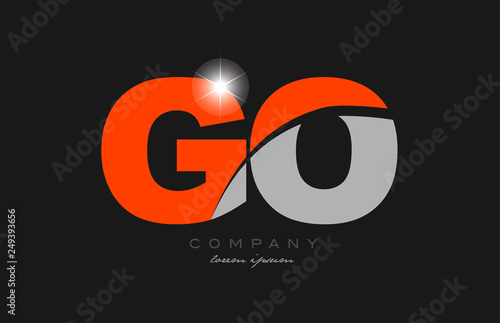 combination letter go g o in grey orange color alphabet for logo icon design