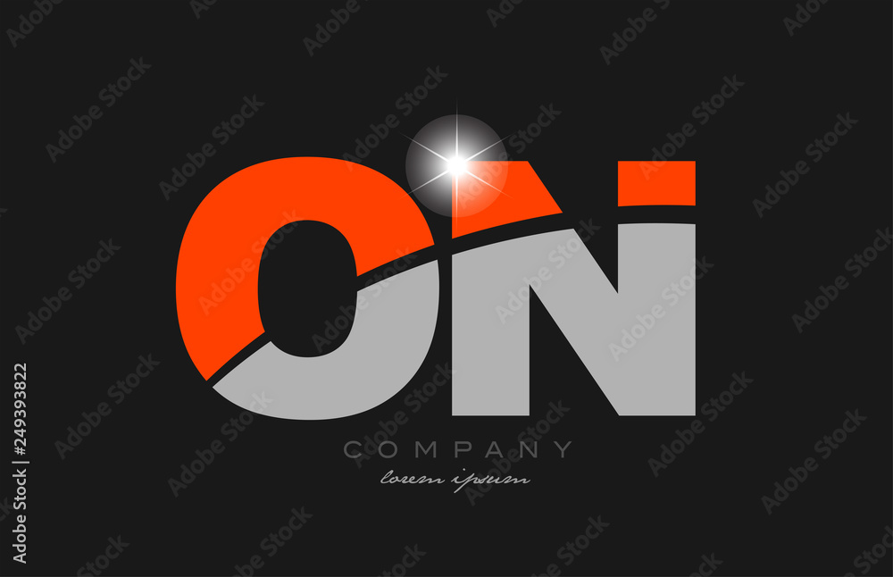 combination letter on o n in grey orange color alphabet for logo icon design combination letter on o n in grey orange color alphabet for logo icon design