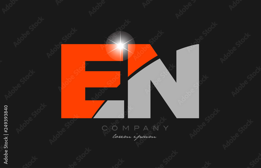 combination letter en e n in grey orange color alphabet for logo icon design combination letter en e n in grey orange color alphabet for logo icon design