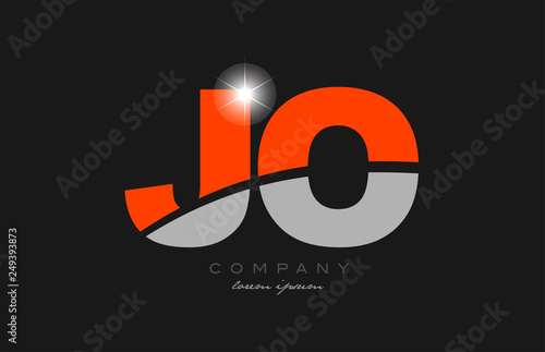 combination letter jo j o in grey orange color alphabet for logo icon design