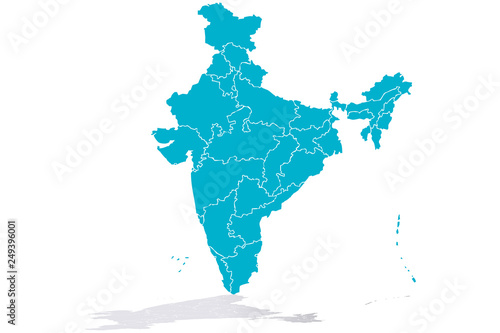 Mapa azul de India.