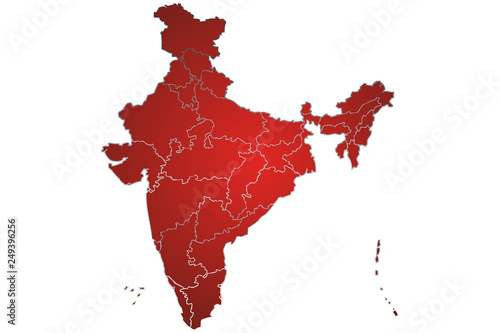 Mapa rojo de India. 