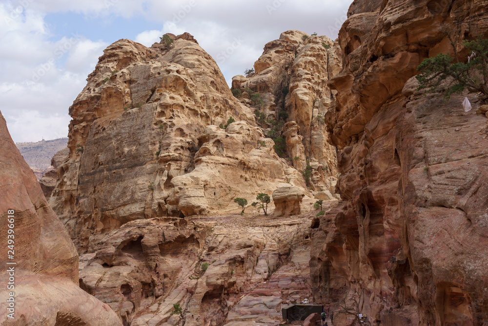 Mountain landscape on the road to Monastery Ad Deir. Petra, Jordan