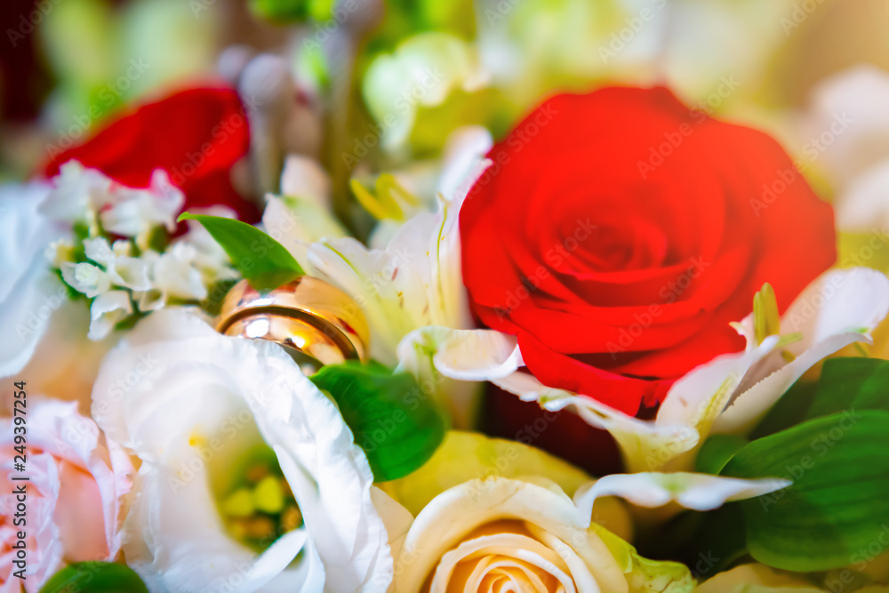 Fototapeta premium stylish wedding attributes of the bride's butane's shoes.