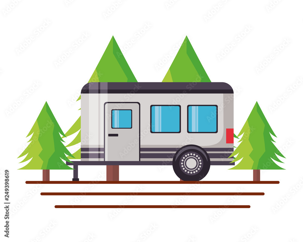 Obraz premium camper trailer trees