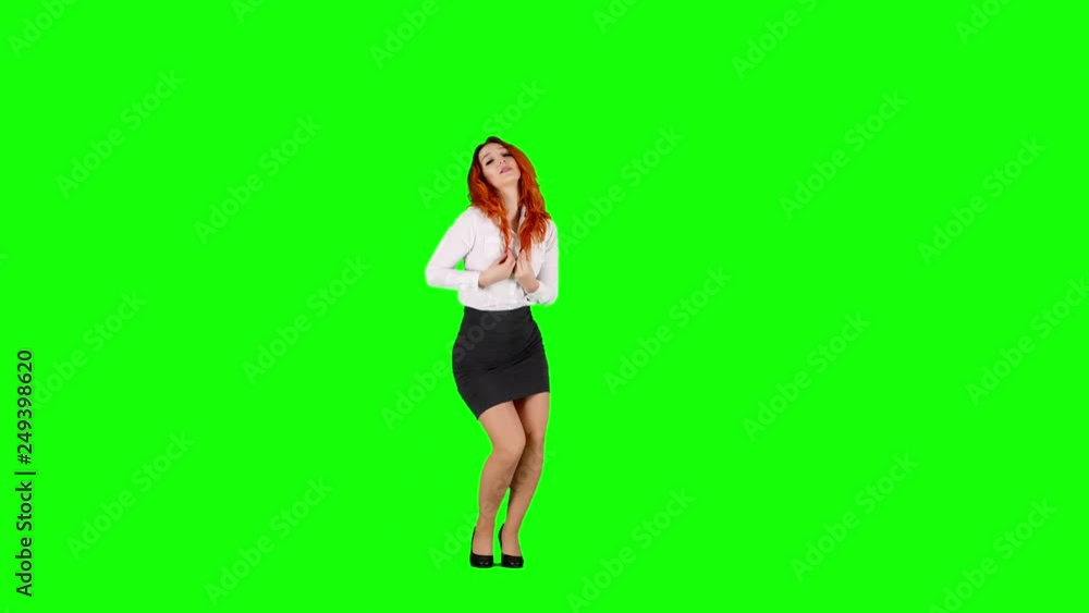 Energic Office Girl Dancing on Greenscreen Energic Office Girl Dancing on Greenscreen