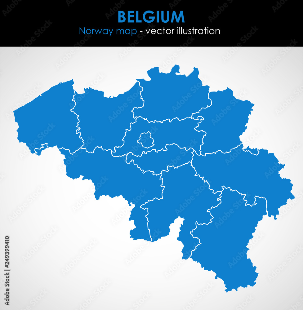 Fototapeta premium Belgium - highly detailed map.All elements are separated in editable layers. Vector illustration. 