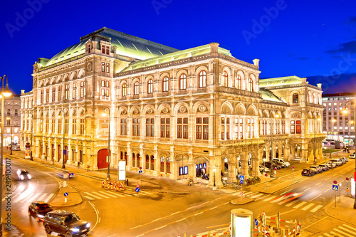 Vienna state Opera house square and architecture evening view © xbrchx
