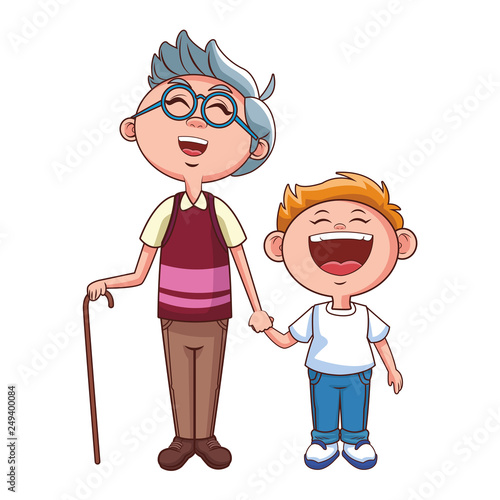 grandfather grandson smiling