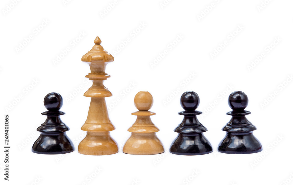 Old chess pieces isolated on white background Old chess pieces isolated on white background